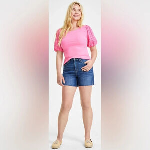On 34th High-Rise Frayed Denim 5.5” inseam Shorts, Size 12